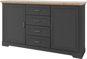 Comoda JASMIN, gri grafit/stejar artisan, PAL, 164x41x90 cm