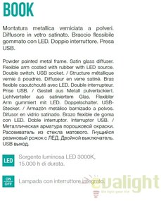 Aplica LED moderna cu reader LED cu port USB BOOK-1 AP2 174792