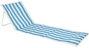 Șezlong de plajă cu spătar cu dungi, albastru