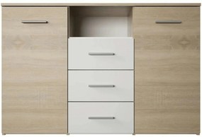 Comoda GABRIELA, stejar sonoma/alb, PAL laminat, 120x38x80 cm