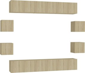 vidaXL Set de dulapuri TV, 10 piese, stejar sonoma, lemn prelucrat