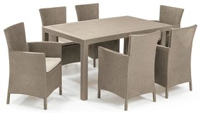 Set de mobilier de grădină Meliowa cu 6 locuri, culoare cappuccino, cu pernă nisip