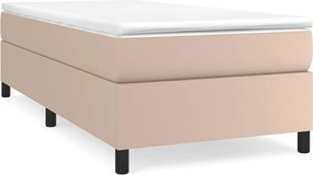 vidaXL Cadru de pat cu arcuri, cappuccino, 90x190 cm, piele ecologică