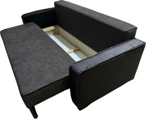 Canapea LARISA extensibila, 3 locuri, lada de depozitare, stofa negru, 220x95x85 Negru, Stofa