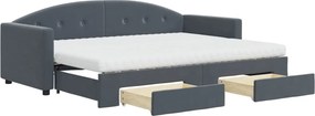 vidaXL Pat de zi cu extensie și sertare gri închis 80x200 cm catifea