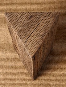 Set 2 măsuțe laterale triunghiulare din lemn reciclat, natur, cu aspect rustic, 60 x 34 x 35 cm, „Triangle”