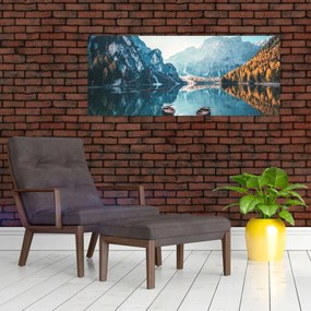 Tablou - Bărci pe Lacul Braies (120x50 cm)