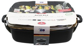 Elo 19658 Tavă de copt cu capac din sticlă și mâner cu aromă Alucast 28 x 28 cm