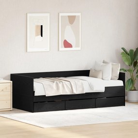 vidaXL Pat de zi Stejar negru Lemn prelucrat 90 x 190 cm Durabil