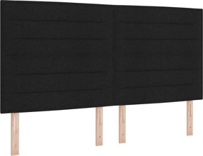 vidaXL Tăblie LED cu benzi LED cu headboard Negru 180 cm țesătură