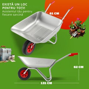 Roabă LARRY zincată, capacitate max. 80l/100kg, argintiu/negru Gardebruk