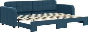vidaXL Pat de zi cu extensie, albastru, 80x200 cm, catifea