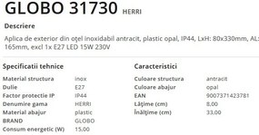 Aplica de perete pentru iluminat exterior IP44 Herri antracit