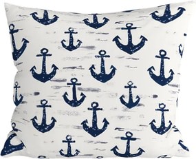 Fata de perna din policoton NAVYSTA POLY 45x45 cm, albastru-alb