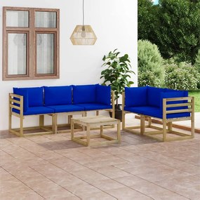 3065245 vidaXL Set mobilier de grădină cu perne albastre, 6 piese