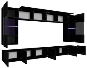 Mobilier living Brolani I (Negru + lucios Negru + Alb + lucios Alb) (cu iluminat LED albastru). 1104540