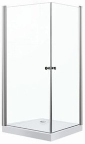 Cabină de duș pătrată MADRID90 COMPLETĂ cu ușă batantă, cu cădiță de duș din acril armat, dimensiuni 90x90x198 cm