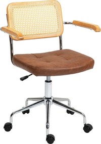 HOMCOM Scaun de birou fotoliu de birou funcție basculantă înălțime reglabilă șezut pivotant 60l x 55,5P x 82-90H cm maro | Aosom Romania