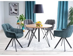 Masa de bucaterie Tetis, diametru 100 cm, stejar / negru