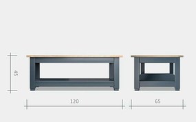 Masă lemn masiv natur Cafea Richmond Albastru/, 120 × 45 × 65 cm