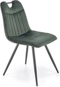 Scaun tapitat K521, verde/negru, stofa catifelata, 46x58x83 cm