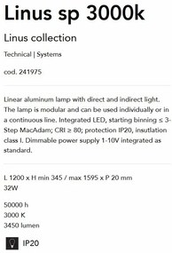 Lustra LED suspendata liniara modulara LINUS SP 3000K BK