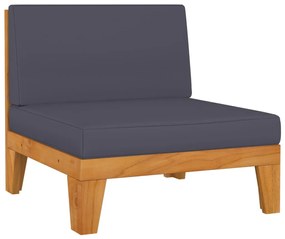 Canapea de mijloc modulara, perne gri inchis, lemn masiv acacia 1, Morke gra, canapea de mijloc