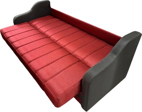 Canapea ALEX extensibila, 3 locuri, cu lada de depozitare, stofa catifelata rosu cu maro, 220x90x90 - Copie Maro + Rosu