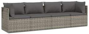 3157366 vidaXL Set mobilier de grădină cu perne, 4 piese, gri, poliratan