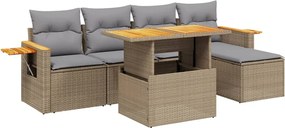 vidaXL Set canapele de grădină cu perne, 6 piese, bej, poliratan
