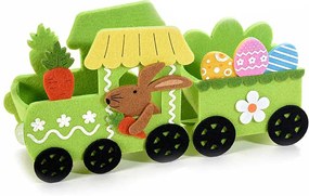 Trenulet decor Iepuras textil verde cm 28 x 8 x 14 H