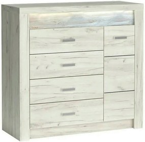 Comoda INDIANAPOLIS I17, stejar craft alb, PAL laminat, cu 4 sertare,