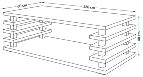 Mazzoni PORTO Stejar Sonoma - MĂSUȚĂ DE CAFEA MODERNĂ CU LAMELE 2în1 PE ROȚI/PICIOARE