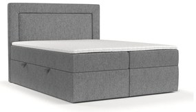 Pat boxspring gri cu spațiu de depozitare 200x200 cm Imagine – Maison de Rêve
