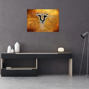 Tablou pe sticlă perechii dansând pictate (70x50 cm)