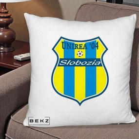 Perna Personalizata Unirea '04 Slobozia Fotbal, 40x40 cm, Alb Pufos, Husa Detasabila, Perna Inclusa, BEKZ®
