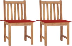 vidaXL Scaune de grădină cu perne, 2 buc., lemn masiv de tec