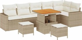 vidaXL Set de canapele pentru grădină 9 pcs Bej poliratan