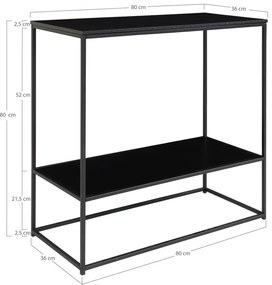 Masă consolă neagră cu blat negru 80x36 cm Vita – House Nordic