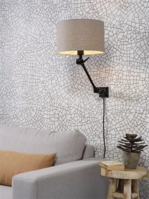 Aplica cu brat articulat Amsterdam S, abajur dark linen