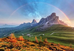 Fototapet - Curcubeu și stânci (147x102 cm)