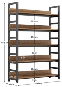 Raft, stejar inchis negru, JANEL TYP 1