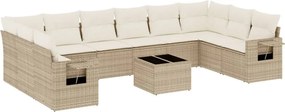 vidaXL Set canapele de grădină cu perne, 11 piese, bej, poliratan