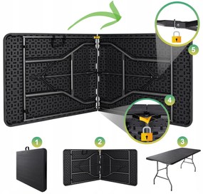 JAKS Set pliabil pentru bere 180 cm negru