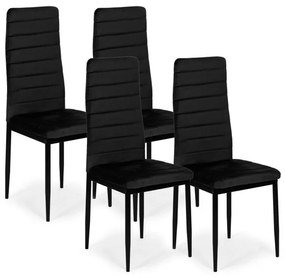 Set de 4 scaune elegante din catifea neagră