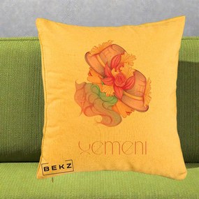 Perna Personalizata Zodie Gemeni, 40x40 cm, Galben, Husa Detasabila, Perna Inclusa, BEKZ®