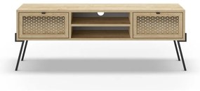 Masă TV în culoare naturală cu aspect de lemn de stejar 140x51 cm Ecrin – Marckeric