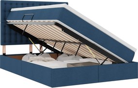 vidaXL Pat cu saltea și LED cu saltea albastru 140 x 190 cm Poliester