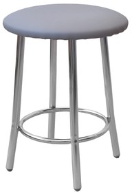 Scaun dining de tip taburet Talli Chrome, piele ecologica, gri