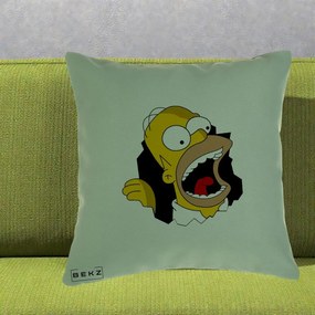 Perna Personalizata Homer Simpson Surpriza, 40x40 cm, Verde, Husa Detasabila, Perna Inclusa, BEKZ®